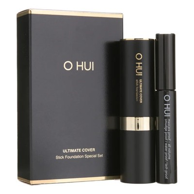 O HUI Ultimate Cover Stick Foundation Special Set #01 Milk Mascara K-Beauty