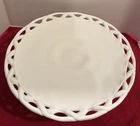 Vtg Pitman Dreitzer White Milk Glass Pedestal Cake Stand Colony Lace 1960s 14”
