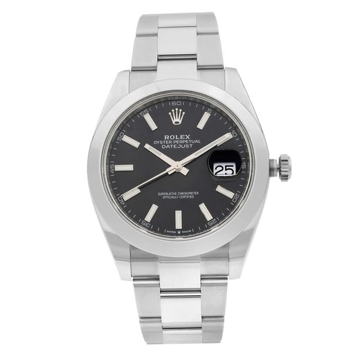 Rolex Datejust 41 126300 Acier Noir Bâton Cadran Automatique Montre Hommes B&p - Photo 1 sur 8