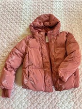 Gap Kids Metallic Rose Puffer Jacket with Hood Pink Coat size L