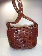 Vera Pelle Darsen Original Bag Crossbody Leather Braided Woven  Bag Cognac 