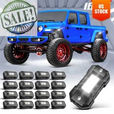 16X LED Rock Lights White Underbody Trail Rig Glow Lamp Offroad ATV Pickup Truck