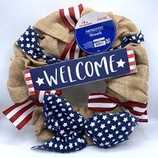 Patriotic Independence Welcome Wreath Porch Door Front Hanging Decor Decoration