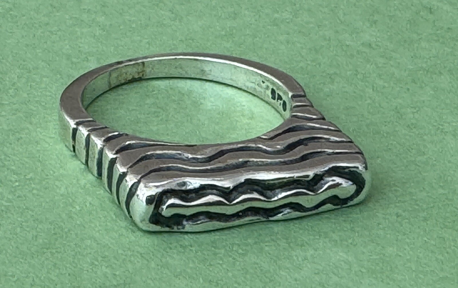 Rare Flat Stackable 925 Sterling Silver MEX8 Malo… - image 4