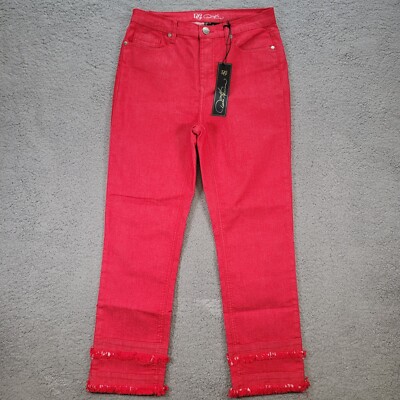 DG2 Diane Gilman Classic Woven Stretch Boot Cut Jeans Petite 10P Coral 655-131