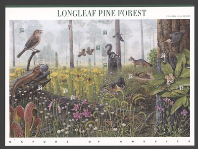 2002 34 cent Long Leaf Pine Forest full Sheet of 10 Scott #3611, Mint NH