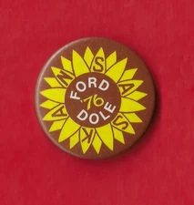 1976 Ford & Dole - 1.25"(small) / "Kansas" Presidential Campaign Button (Pin20s)