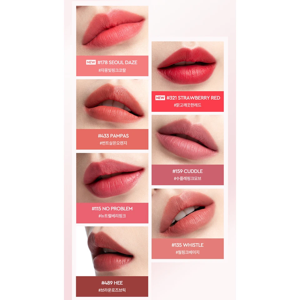Lápiz labial mate en polvo sensual HERA 3 g 7 colores 2024 S/S terciopelo transparente K-Beauty Foto 3 de 4