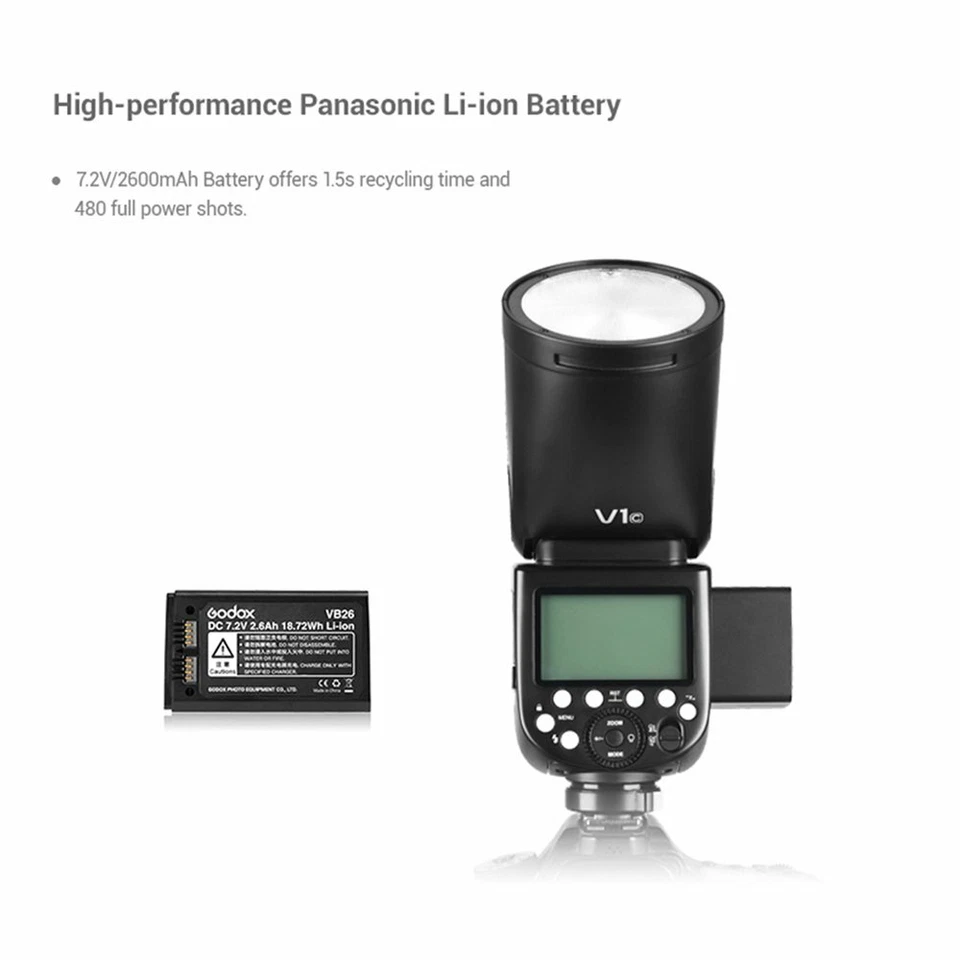 Godox V1-F Round Head Speedlite Camera Flash 2.4G TTL HSS For Fuji X-T20 T30 - Image 3 of 4