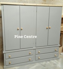 HANDMADE AYELSBURY NEXT QUAD WARDROBE (GREY AND PINE HANDLES) NOT FLAT-PACK