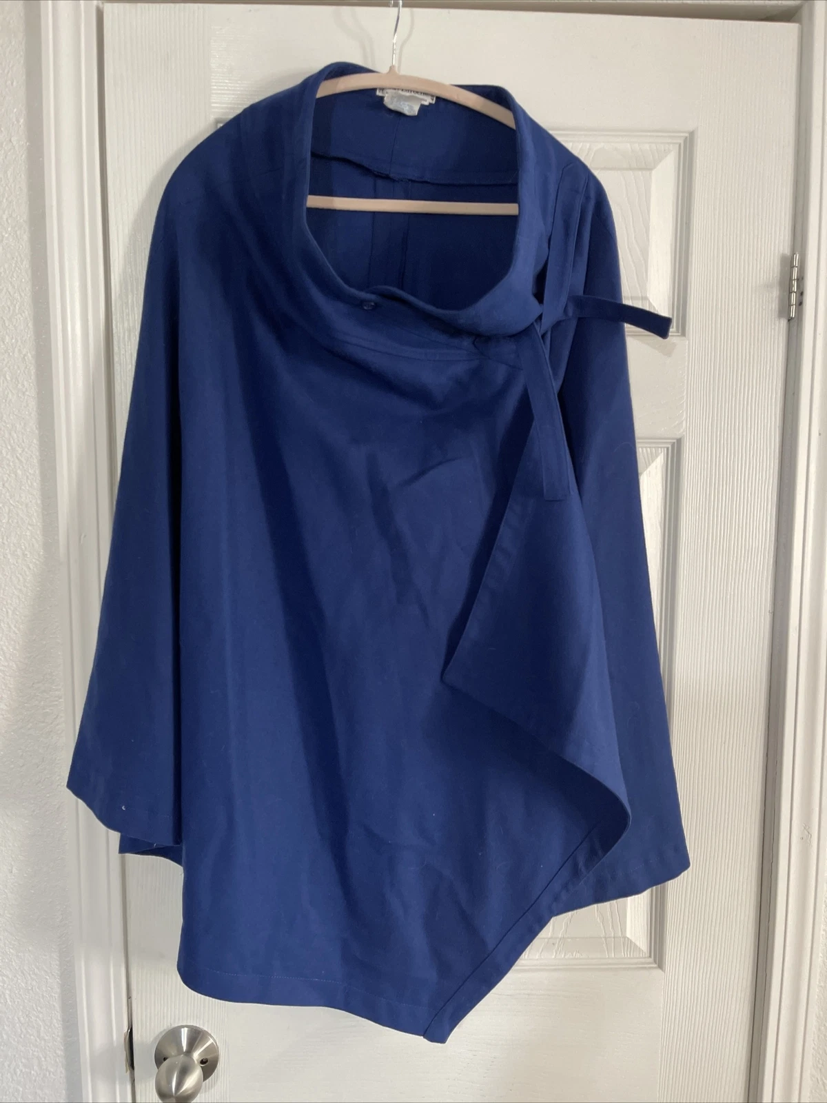 Guy Laroche Wool Poncho Coat Royal Blue Vintage 90s Luxury Designer Fendi Prada
