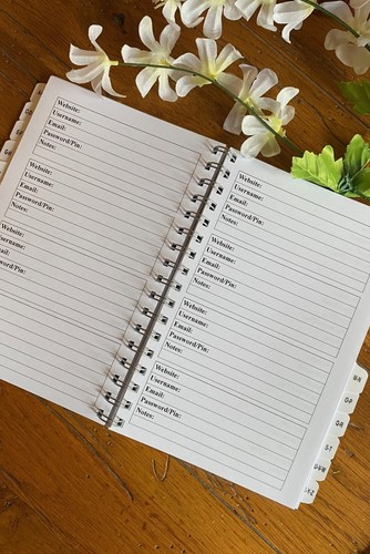 Large Print Password Book Website Organizer with A-Z TABS Personalized Free - Picture 2 of 5