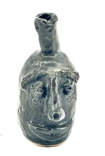 Ugly Face Jug Bottle Folk Art Pottery Sculpture Rustic See Desc.