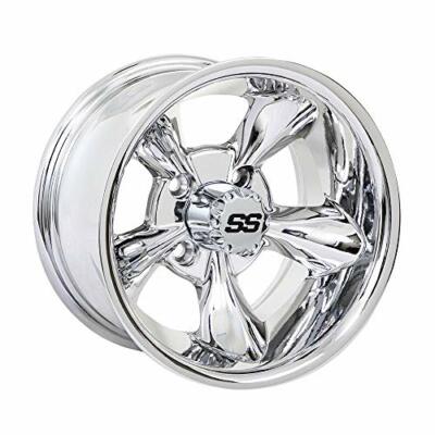 GTW Godfather Golf Cart Chrome 14x7 Wheel |4x4 Bolt  3:4 offset (ET-.25)|Each