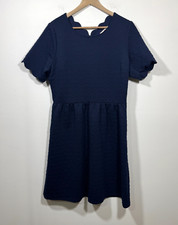 Betsy's Boutique Shop Textured Fit & Flare Dress Womens XL Navy Blue Church