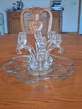 Fostoria Centerpiece Glass Epergne Candleholder Lily Art Deco 6 Arm Candelabra