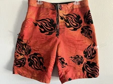 Hawaiian Island Creations Mens Flames Swim Suit Trunks Board Shorts Size 36
