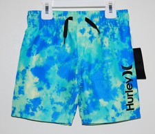 NWT Hurley Little Boys Blue Tie Dye Mesh Lined Swim Trunks sz 4