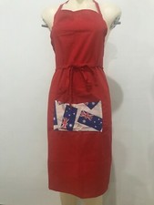 Vintage 1960's Kitchen Apron Retro Mod GoGo Pinup Floral Paisley Red Australia