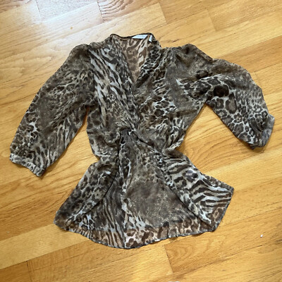VINTAGE Y2K Top Cheetah NY & COMPANY COTTAGECORE MILKMAID FAIRY GRUNGE BADDIE M