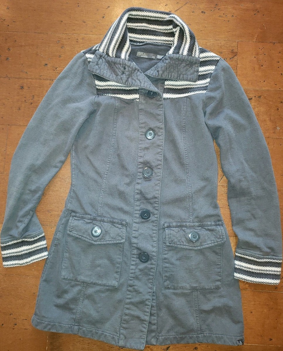 Duster Jacket Prana Duster PrAna Women's XS Gray Knit Canvas Rowen