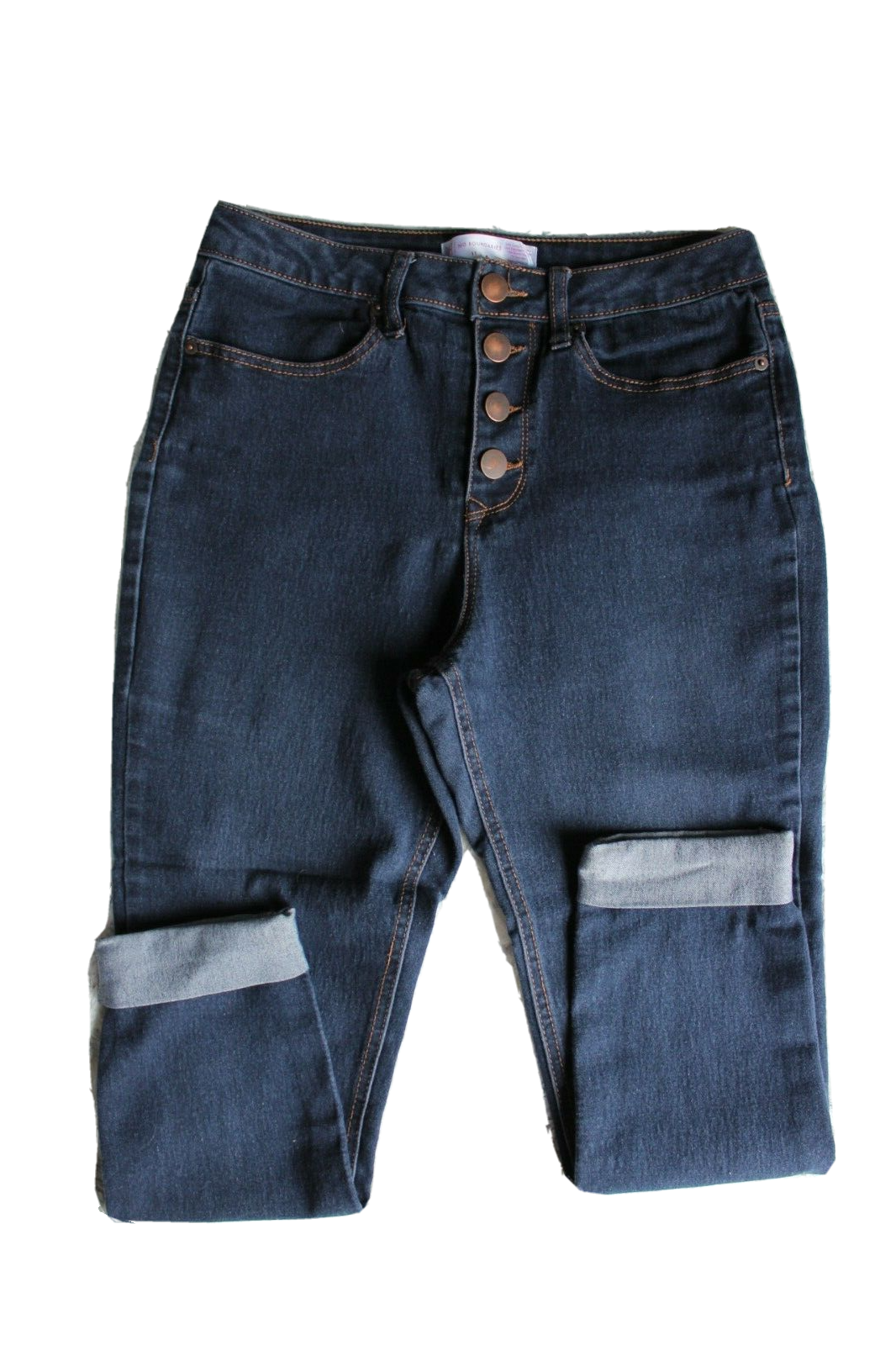 No Boundaries Junior's Bue Denim High Rise Button Front Jeans ~11~ RN ...