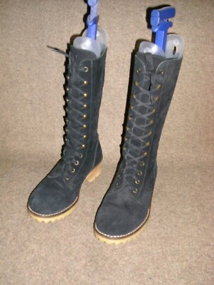 Super Slam USA  Damen Schuhe Stiefel Boots Schnürsenkel Schwarz Wildleder Gr.39