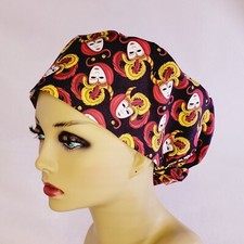 Mardi Gras Women Scrub Hat, Surgical Cap, Nurses Hat, Floral, Medical, USA Made
