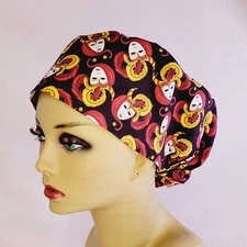Mardi Gras Women Scrub Hat, Surgical Cap, Nurses Hat, Floral, Medical, USA Made
