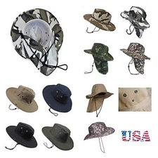 Boonie Bucket Hat Wide Brim Neck Cover Cap Sun Visor Hiking Camping Travel