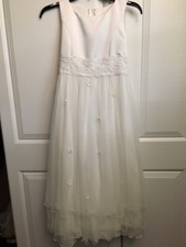 Kid's Dream Girl's Formal Dress Sleeveless Tulle Lace Beads White 11 / 12