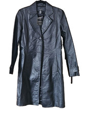 Nwt Women's George Mid Length Leather Coat Lightweight Long Size Small