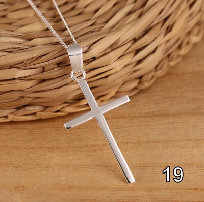 Massiv 925 Sterlingsilber Einfach Kreuz Kruzifix Anhänger verschiedene Ausführungen und Größen