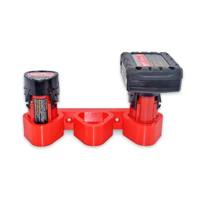 Triple Milwaukee Power Tool M12 Battery Storage Holder Wall Mount