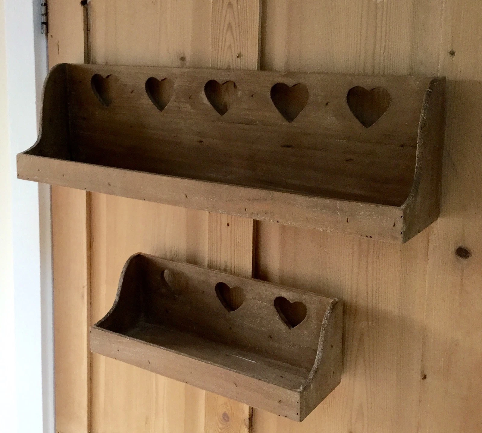 Rustic Wall Shelf Heart Cutout Detail Country Kitchen Spice Rack Caddy French