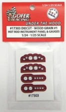 GOFER RACING 17303 x 1/24-1/25 Hot Rod Instrument Panel & Gauges Wood Grain #1