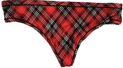 Victorias Secret Red Plaid One Size (S-L) Thong Panties Sexy Soft Smooth PINK