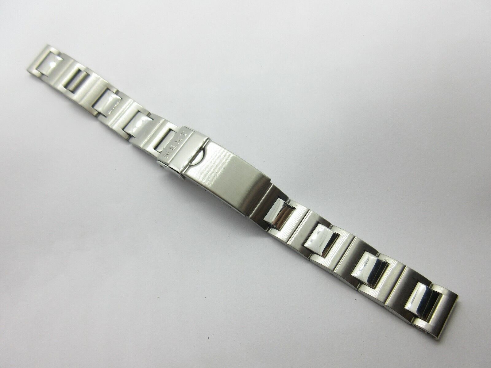 Next Brushed/Polished Stainless Steel 12mm Watch Strap Band Deployment Clasp