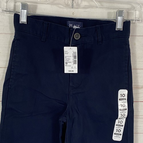 The Children's Place Navy School Uniform Chino Pants Sz 10 Slim Stretch New - Picture 2 of 13