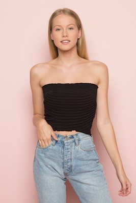 black ruffle tube top