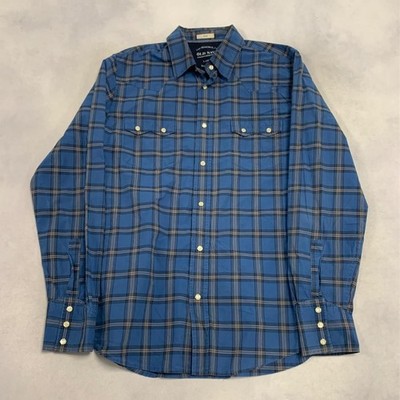 Old Navy Western Hemd tailliert kariert gemustert Langarm mit Brust Herren S L