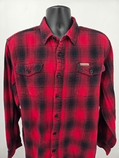 Field Stream Flannel Shirt Adult 2XL Red Black Plaid Pocket Lumber Men XXL