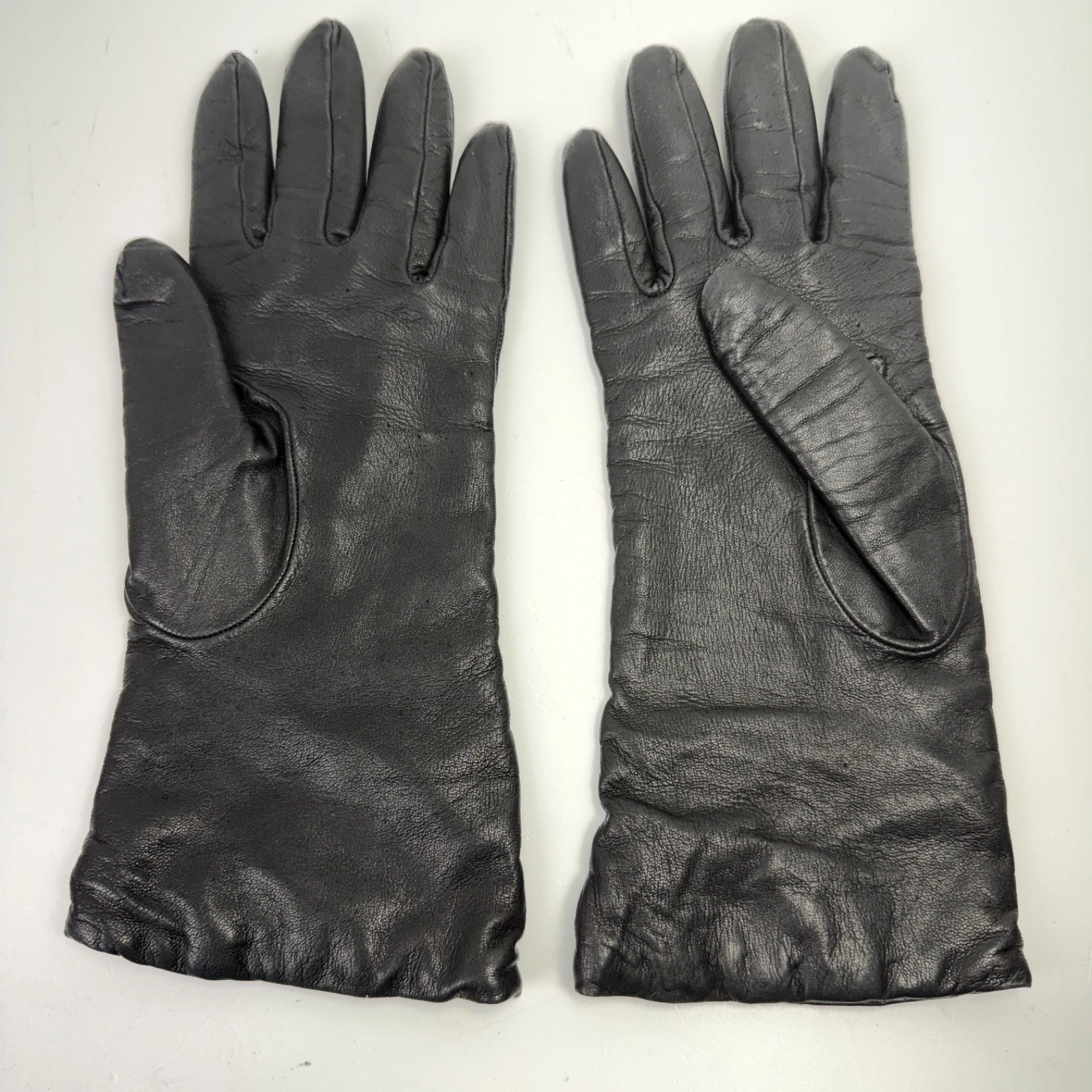 Talbots Black Leather Cashmere Lined Gloves Womens Size 7.5 Italy