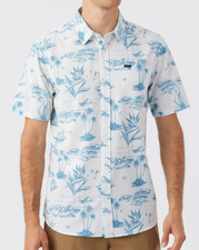 O'NEILL TRAVLR UPF TRAVERSE HAWAII Men's Woven S/S Shirt - WHT - XL - NWT