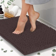 Chenille Bath Mat 34x21, Plush, Absorbent, Quick Dry, Non-Slip, Washable
