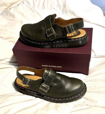 Dr. marten  Made In England  Green Leather Jorge Slingback Mules. New In Box.