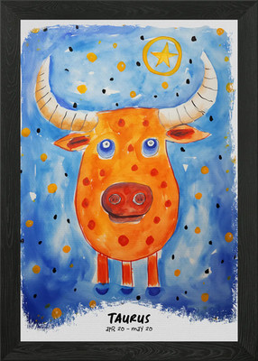 Taurus Child Drawing Framed Wall Art Poster Canvas Print Picture