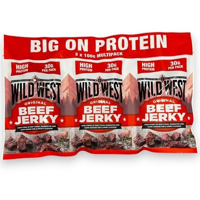 Wild West Beef Jerky 3x 100g Multipack Original Rindfl. Snack (66,63 EUR/KG)