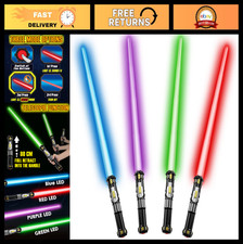 4 Pack LED Light Up Swords with Sound Effects, Retractable Handle, Glow in Dark