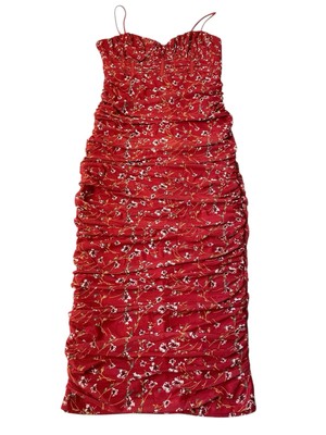 hello molly Women s Floral Mesh Ruched Bodycon Midi dress Milkmaid